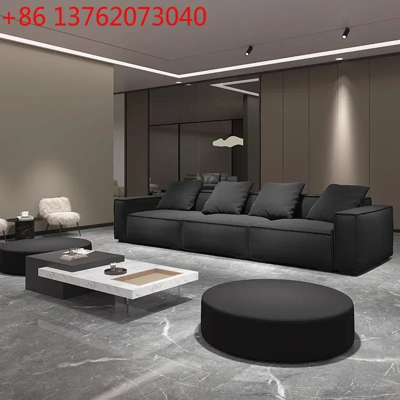 Italian minimalist small apartment living room straight row module matte cloth tofu block fabric sofa