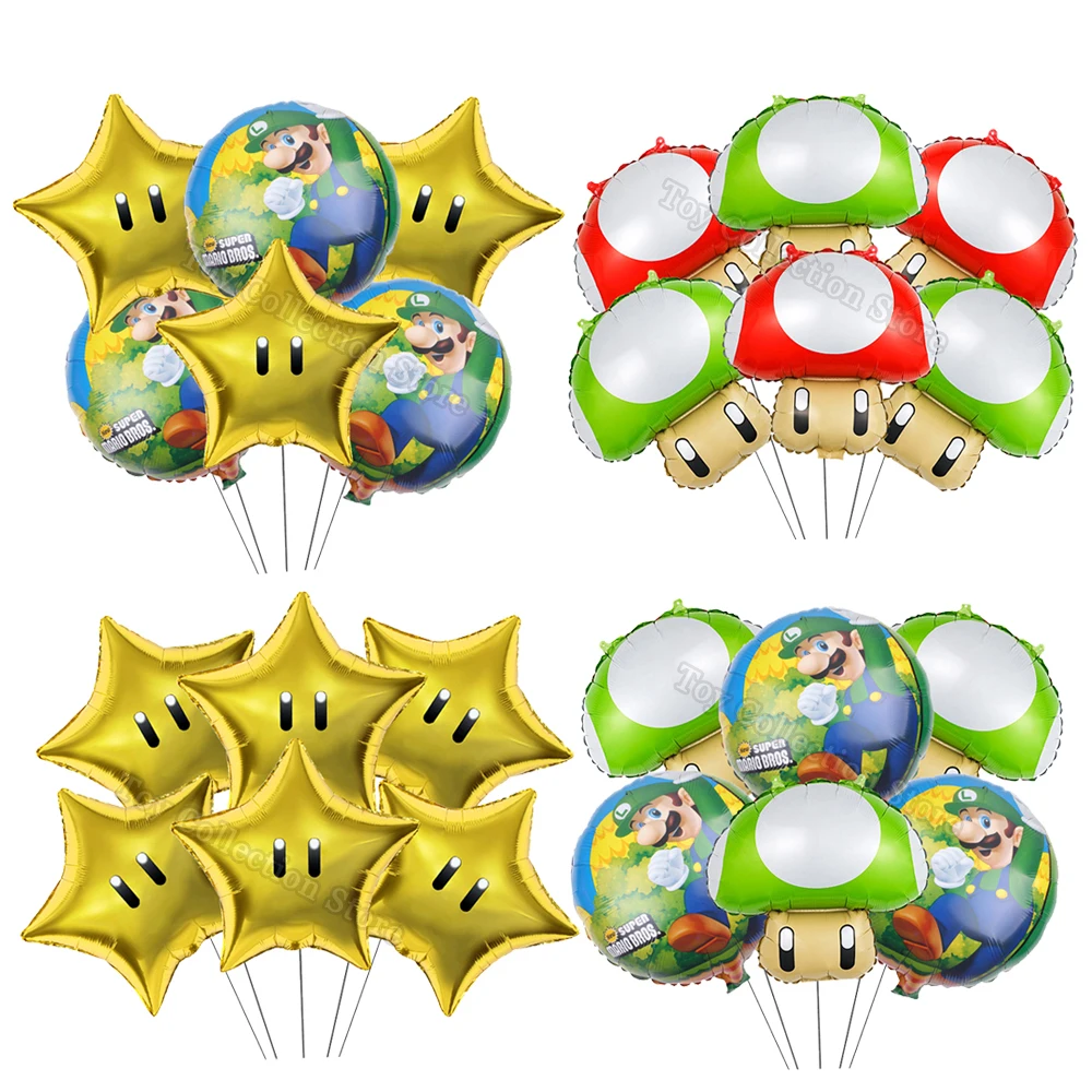 Marioed Game 6Pcs 18in Foil Ballon Party Supplies Family Event DIY Gift Party Decoration Birthday Inflate Helium Globos Wedding