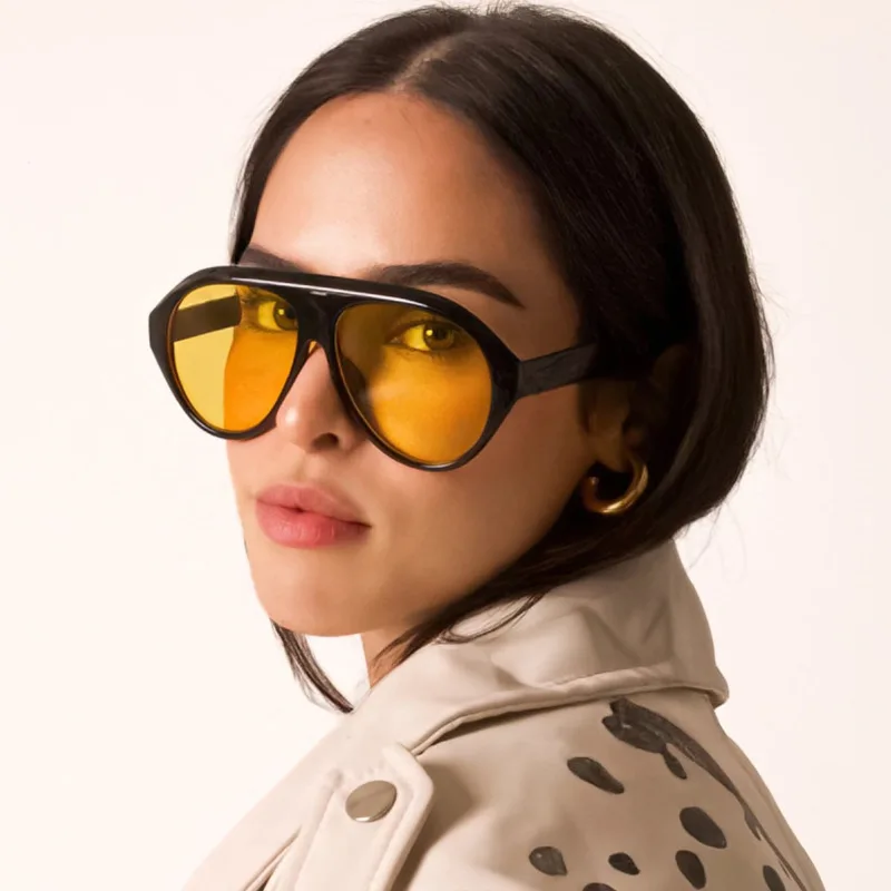 Retro Große PC-Rahmen-Sonnenbrille für Damen, runde Piloten-Sonnenbrille in Schwarz mit Farbverlauf, coole Herren-Sonnenbrille, einteilige Designer-Sonnenbrille – Detail 6