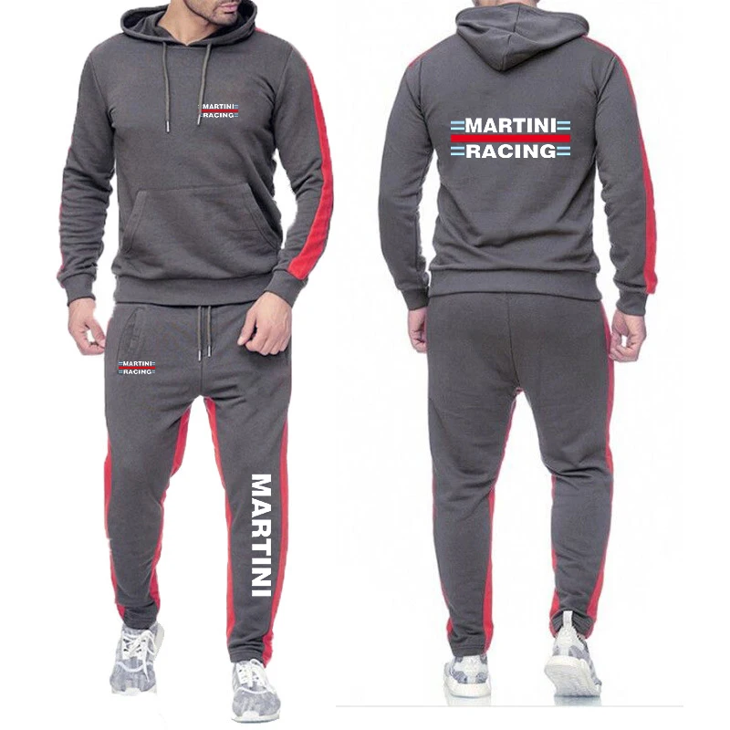 2022 New Men's Fashion Martini Racing Printing Sweatshirts Hoodies Brand Sweatpants Cotton Trousers Casual Pullover 2-Piece Set