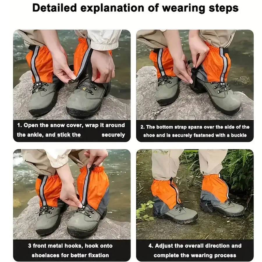 Ghette impermeabili per caviglia ghtweight con strisce riflettenti Coprigambe turistico per leggings impermeabili per escursioni alpinismo