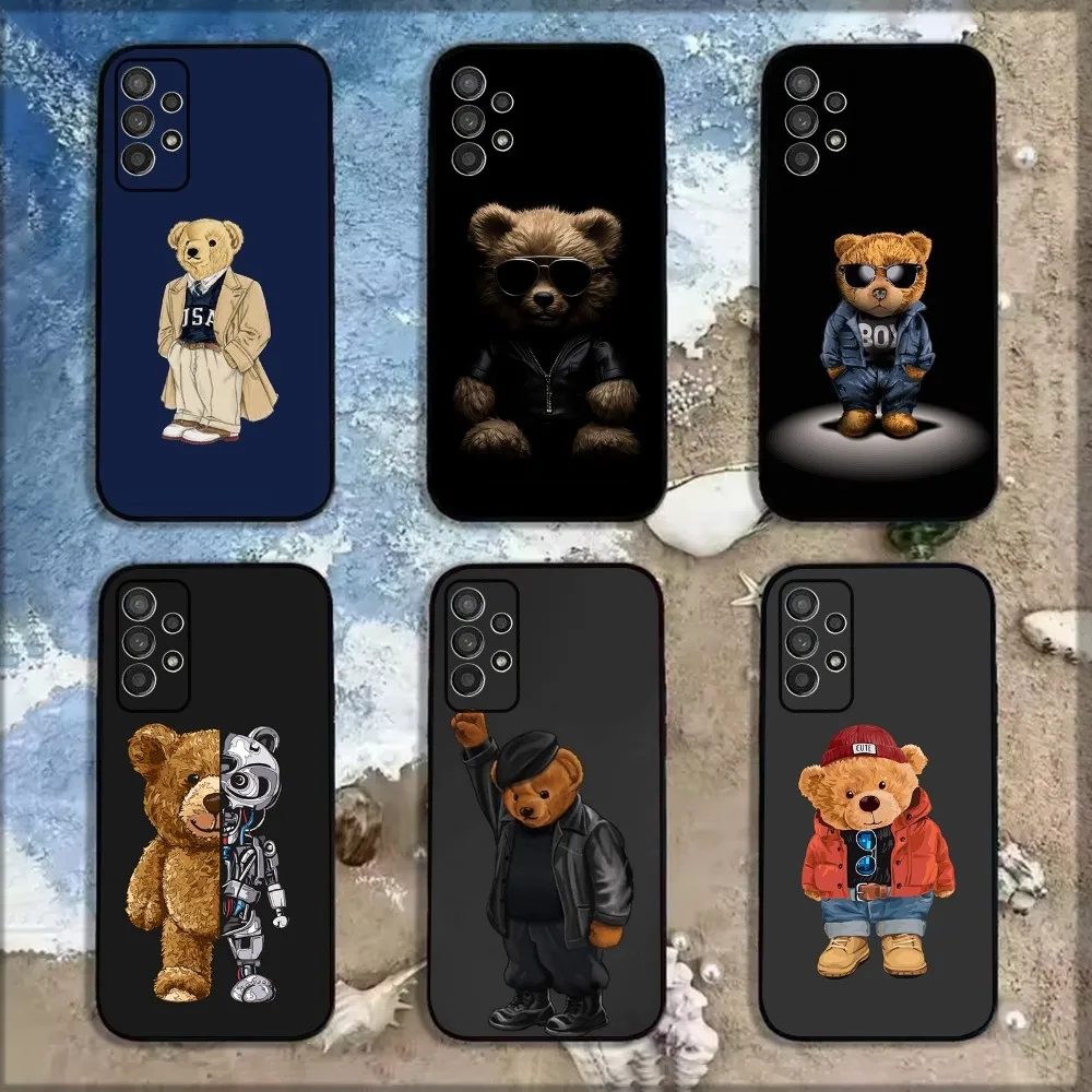 Baron F-Filou Bear Fashion Phone Case For Samsung Galaxy A13,A21s,A22,A31,A32,A52,A53,A71,A80,A91 Soft Black Shell