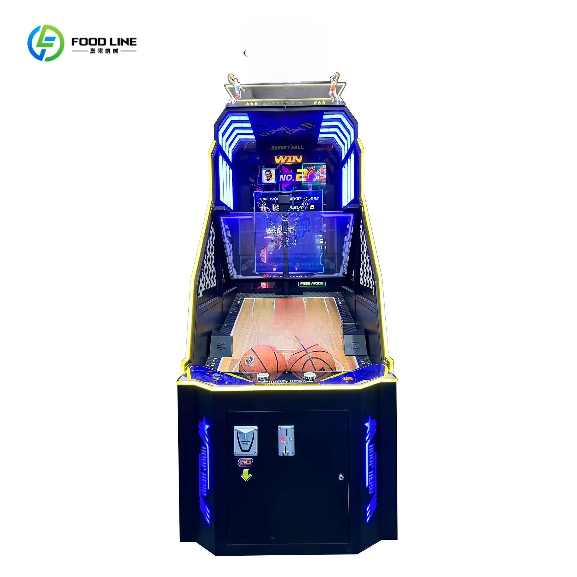 Commercial Entertainment Coin Operated Ball Shooting Sports Game Basketball Arcade Machine with Metal Hoop for Amusement Park
