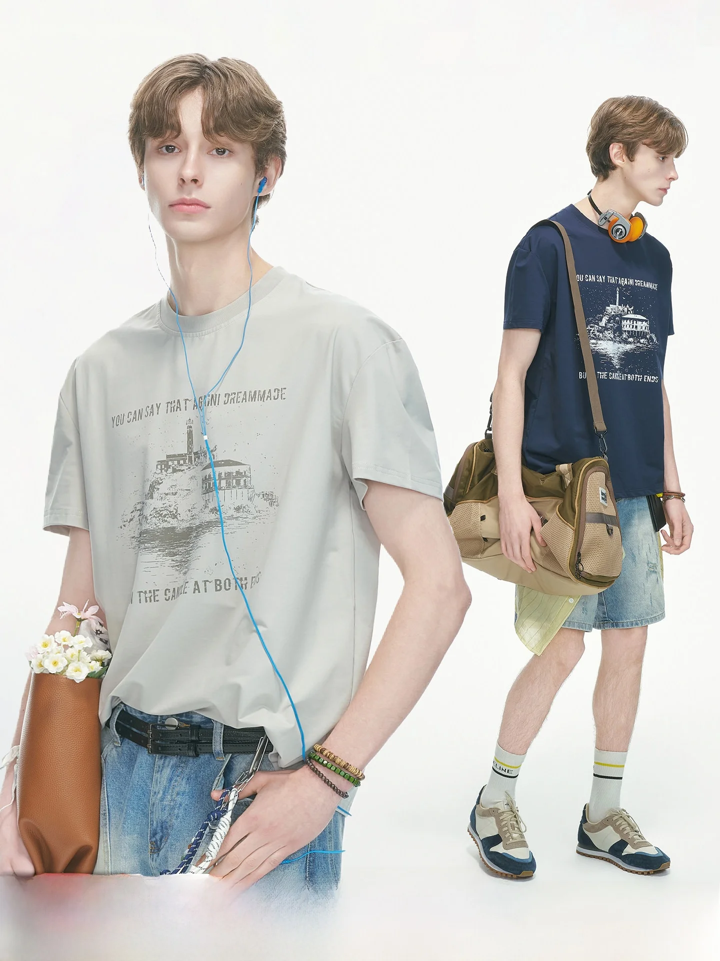 Dream Made Men's round Neck Short Sleeve T-Shirt Quick Dry Lightweight Summer Cotton Polyester Blend Comfortable Fit Tee