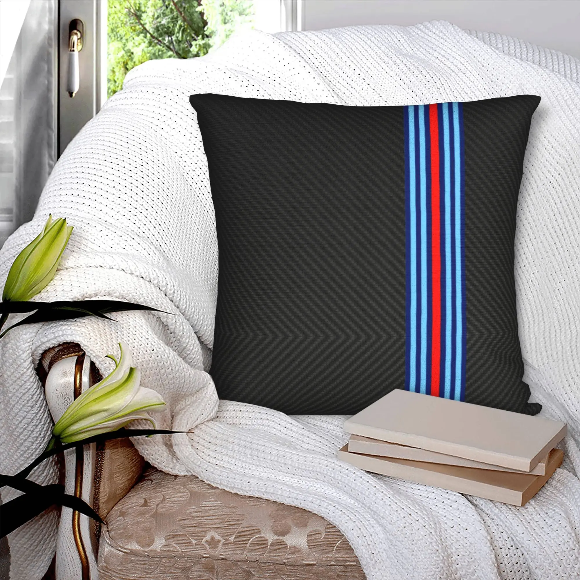 Carbon Fiber Martini Stripes Pattern Modern Pillow Cover Living Room Decoration  Chair Cushion
