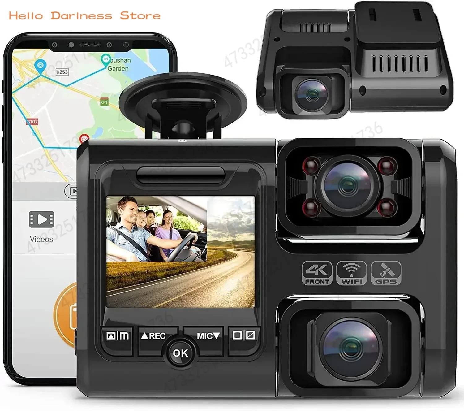 96663 Chip Sony IMX323 Sensor Nachtzicht Dual Camera Car Recorder 4K 2160P Wifi GPS Recorder Dual Lens Auto Recorder Novatek