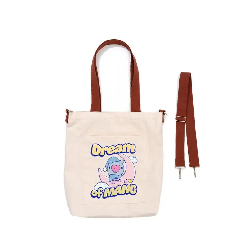 Anime dos desenhos animados bt21 tata cooky koya simples moda bolsa y2k nova bolsa de lona bolsa de ombro feminina presente para amigos