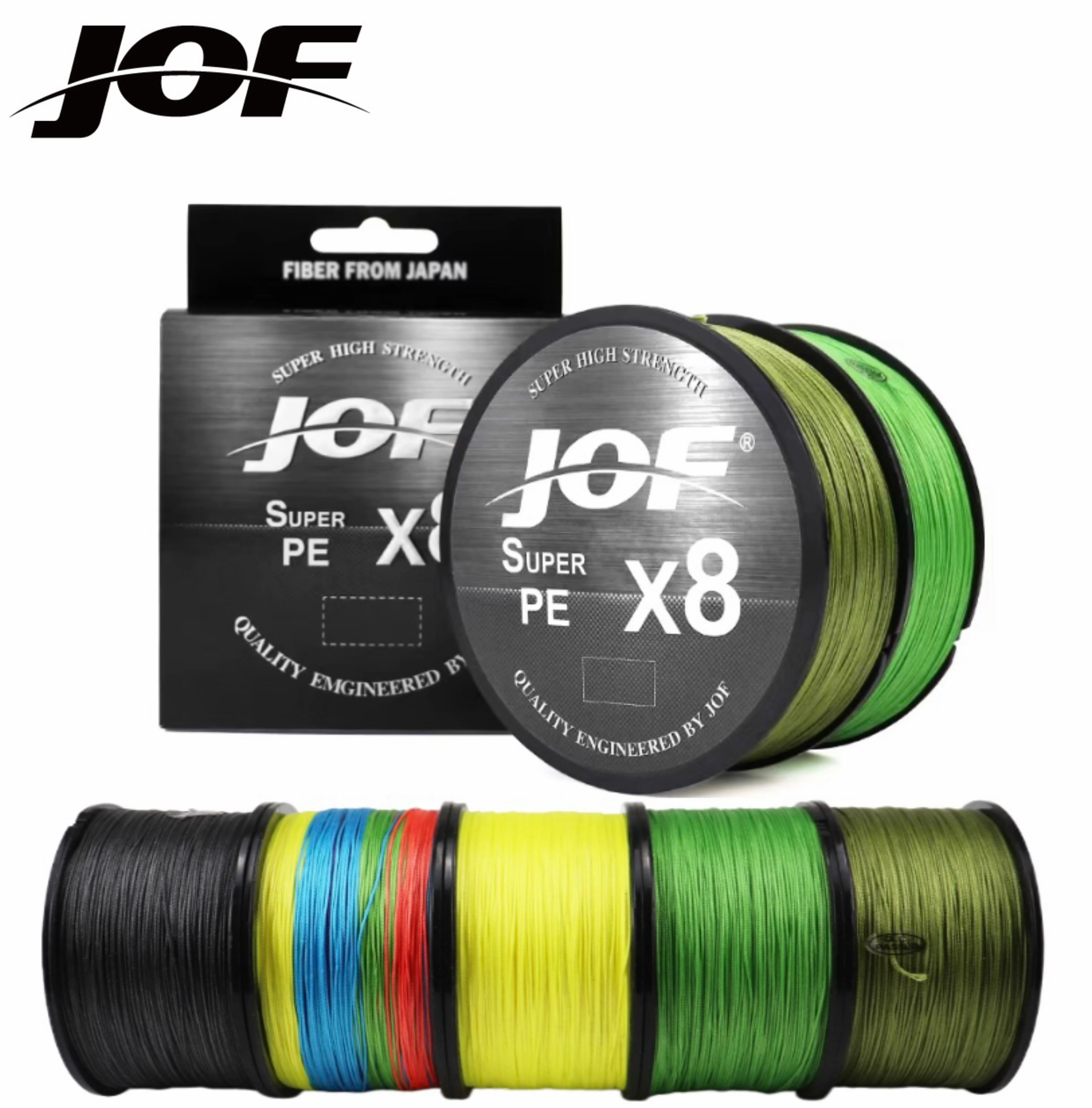 JOF X8 fuerte 150-500M 8 hebras teje hilo de pescar de PE trenzado multifilamento 8 alambre trenzado 15 20 30 40 50 60 80 100