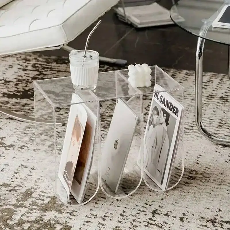 Storage Creative Nordic Rack Furniture Bookshelf Acrylic Magazine Coffee Living Table Room Sofa Side Table Home Accessories