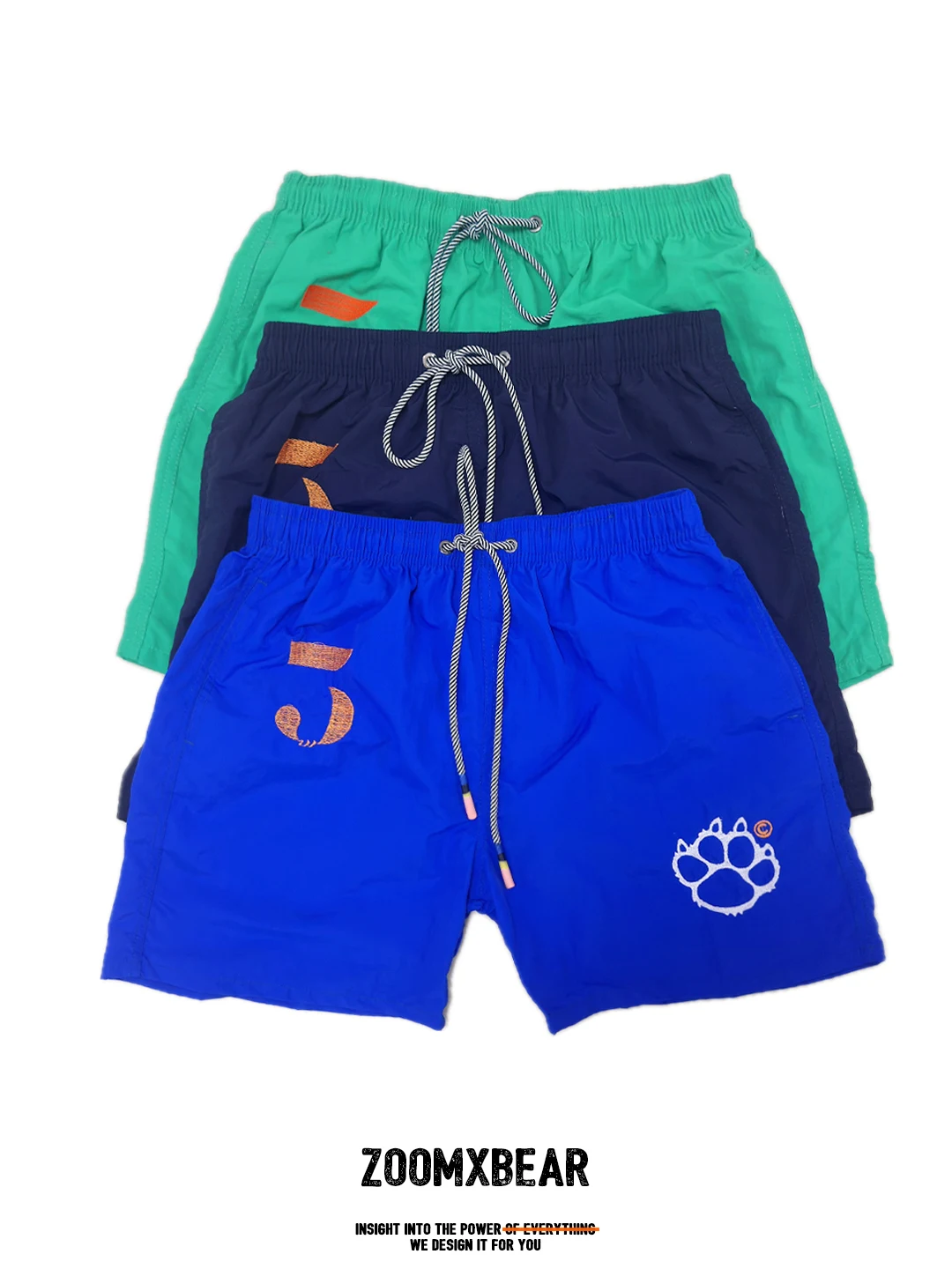 

ZOOMXBEAR Men's Qui Dry Five-Quarter orts Sport Embroidered Bear Claw Rope Fitn No Breathable Rope Youth Summer