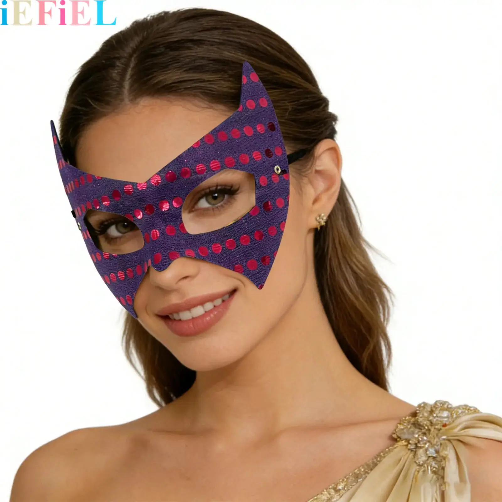 

Women Masquerade Sequins Mask Classic Vintage Half Face Mask Lightweight Cosplay Party Costume Accessory
