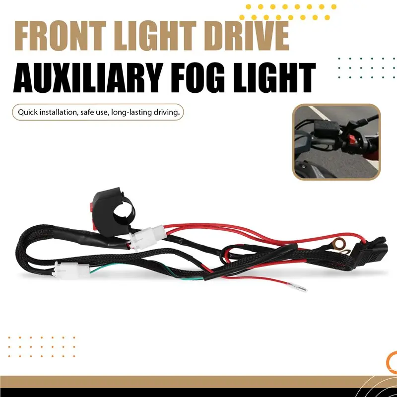 A85E-For Headlight Driving Fog Lights Auxiliary LED Light Bar Wiring Harness Motorcycle Handlebar Switch Harness 1 Lead