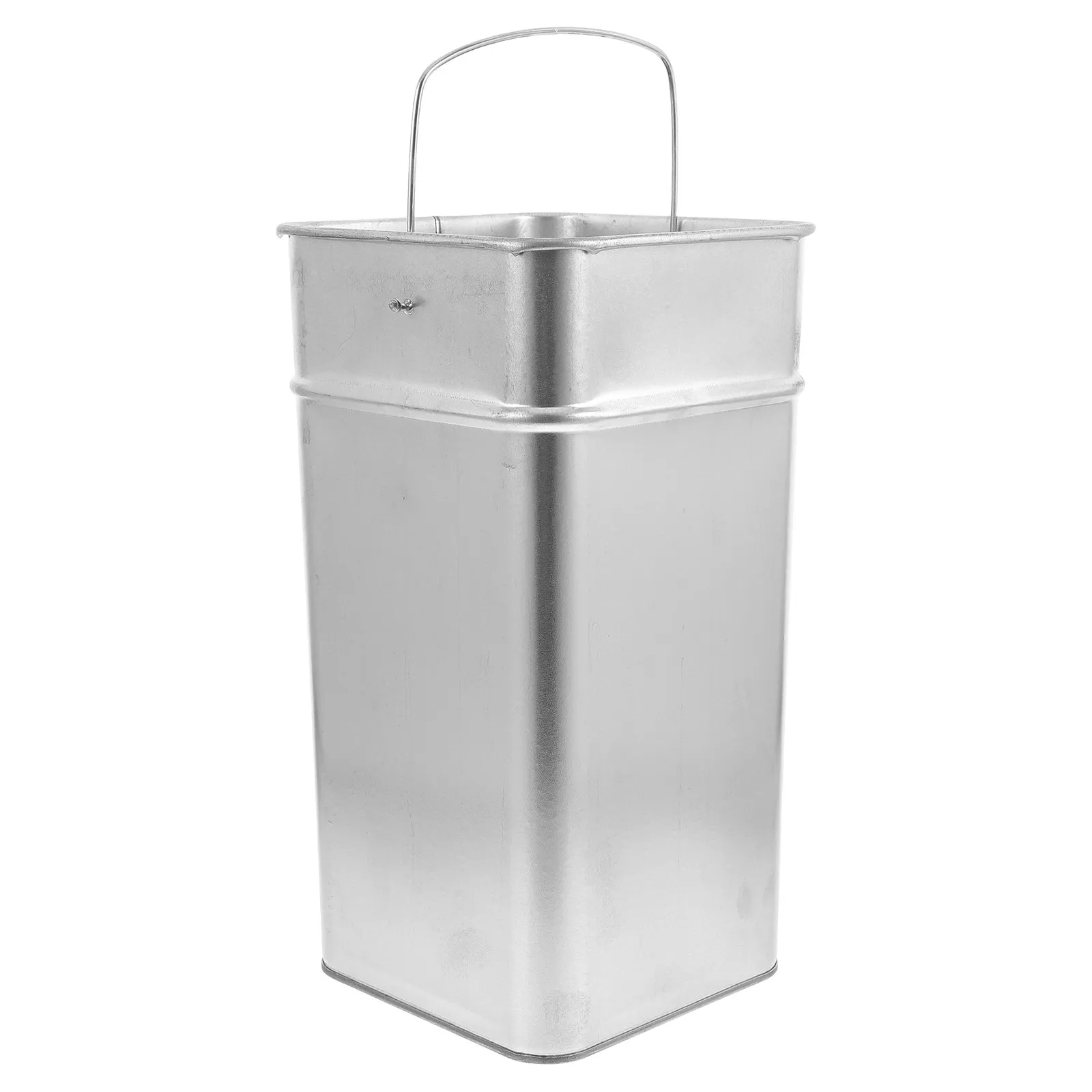 Metal Garbage Inside Bucket Galvanized Sheet Portable Handle Outdoor Trash Can Rustproof Large Capacity Table Top Bin