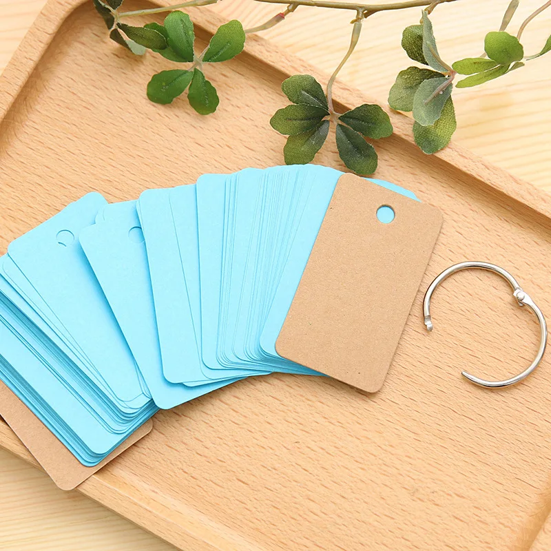 90-100 Sheets/Pack Flash Cards Blank Study Cards With Binder Ring Mini Blank Study Cards Memo Card DIY Note Book Message Card