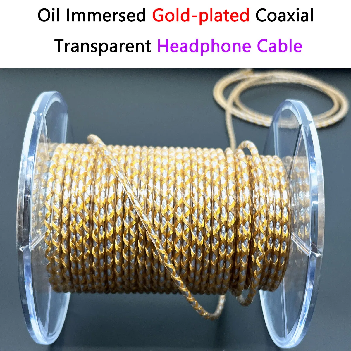 Oil immersed high-purity copper gold-plated+pure silver mixed coaxial LIZI structure transparent headphone cable