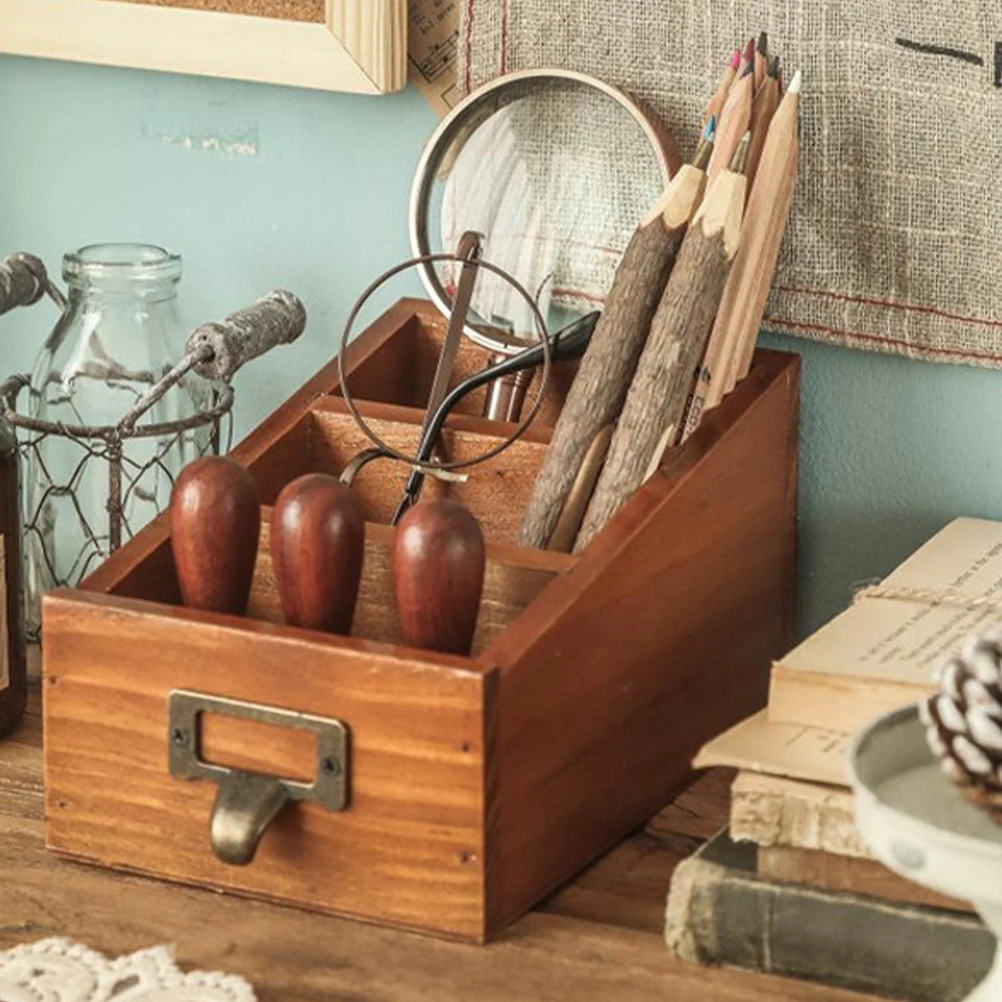 

Wooden 3 Layers Drawer Desktop Storage Box Office Supplies Remote Control ganizer Household Storage Box Desk Sundries Holder