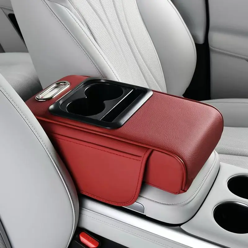 1PCS Auto Center Console Armrest Cushion With 2 Cup Holder Armrest Heightening Pad Auto Amrest Pillow Cover Pad for All Seasons