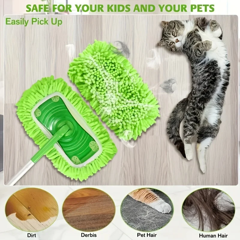 2 Pieces of Super Absorbent Microfiber Mop Pads - Reusable, Washable Cleaning Cloth Suitable for All Floor Types