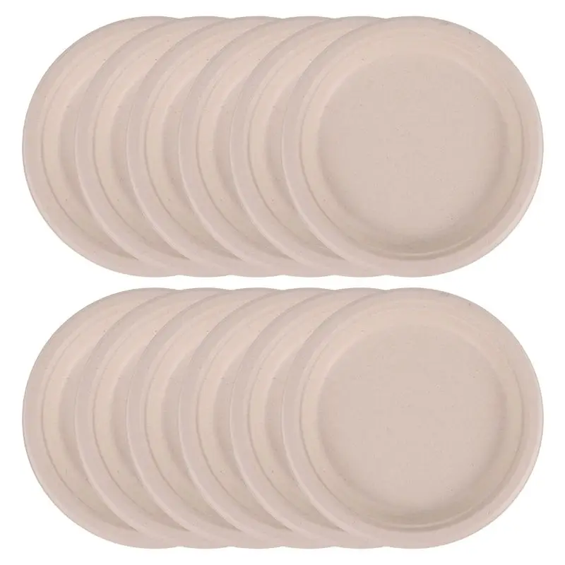 A72P 100% Compostable Disposable Paper Plates Bulk 9 Inch 50 Pack, Bamboo Plates, Eco Friendly, Biodegradable