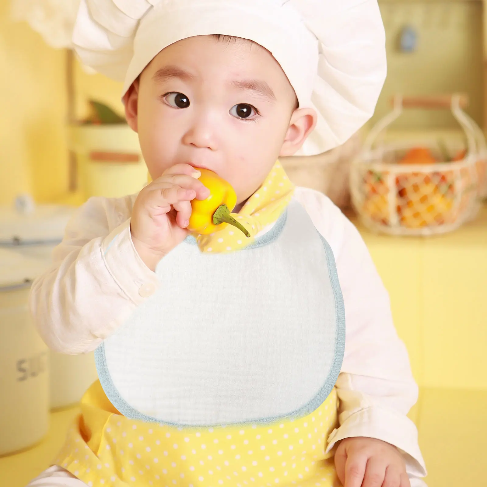 

5 pcs Baby Cotton Drooling Teething Feeding Muslin Infant Aprons White Comfortable White Bibs For Baby Decorating Reusable