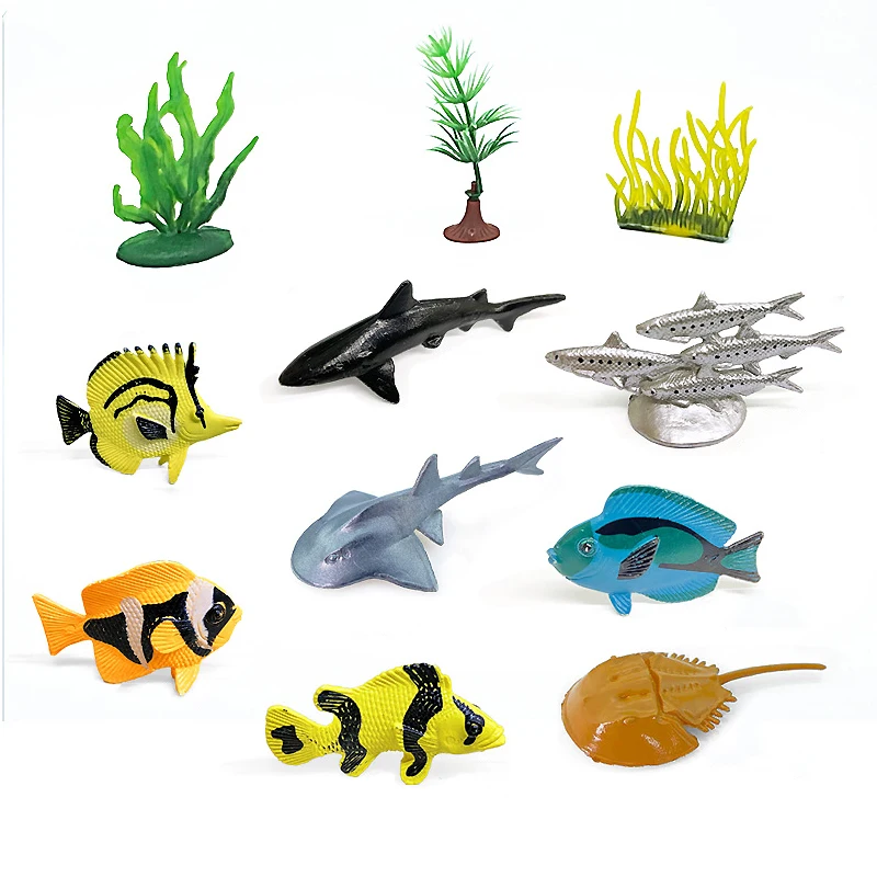 56pcsini Sea Life Animals Coral Octopus Nautiloidea Crab Starfish Ocean Model Action Figures Educational Collection Toy Kid