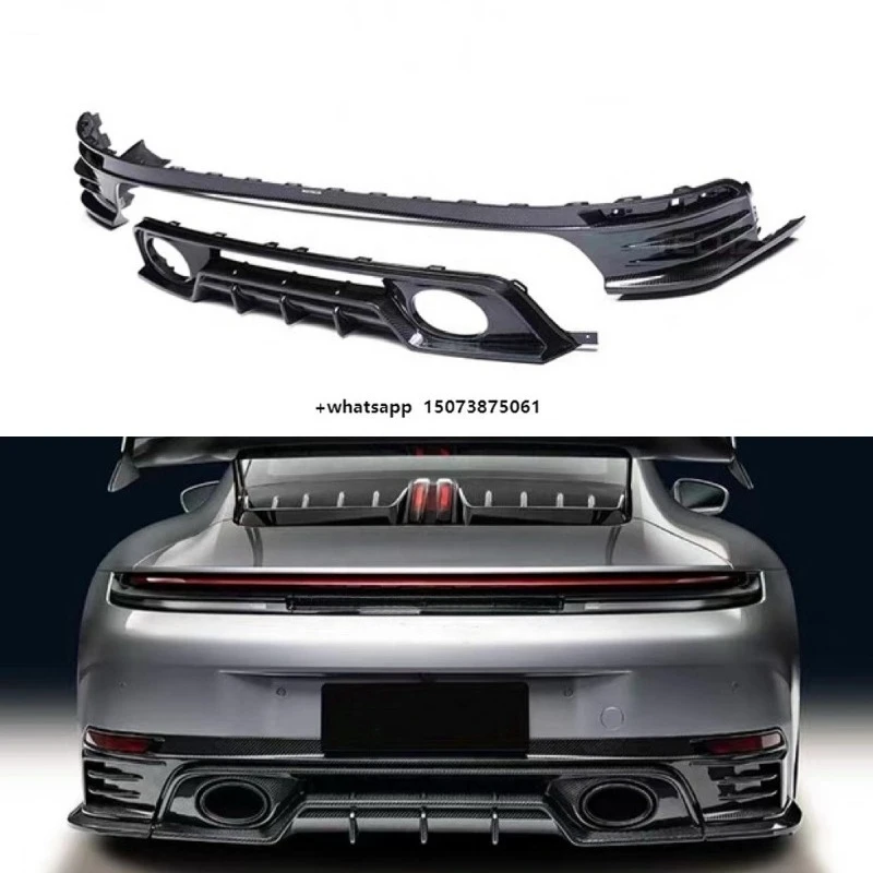 For  911 992.2 Carbon Fiber Paktech-z Style Car Rear Bumper Double Sided Tape Lip Diffuser