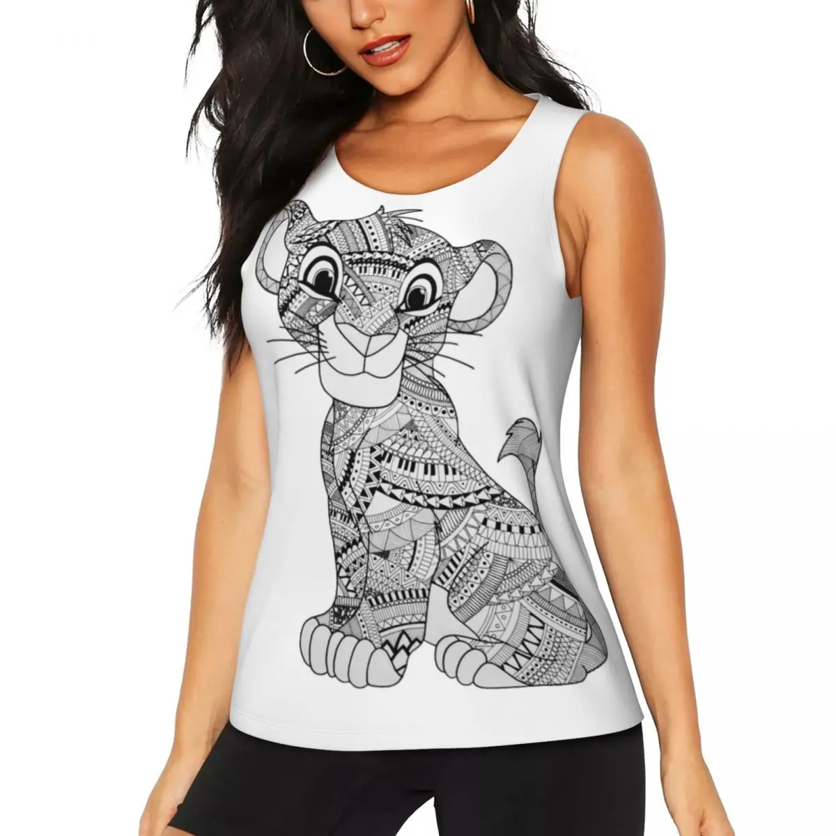 

Custom Vintage The Lion King Simba Yoga Shirts Women Hakuna Matata Cartoon Movie Gym Workout Running Tank Tops