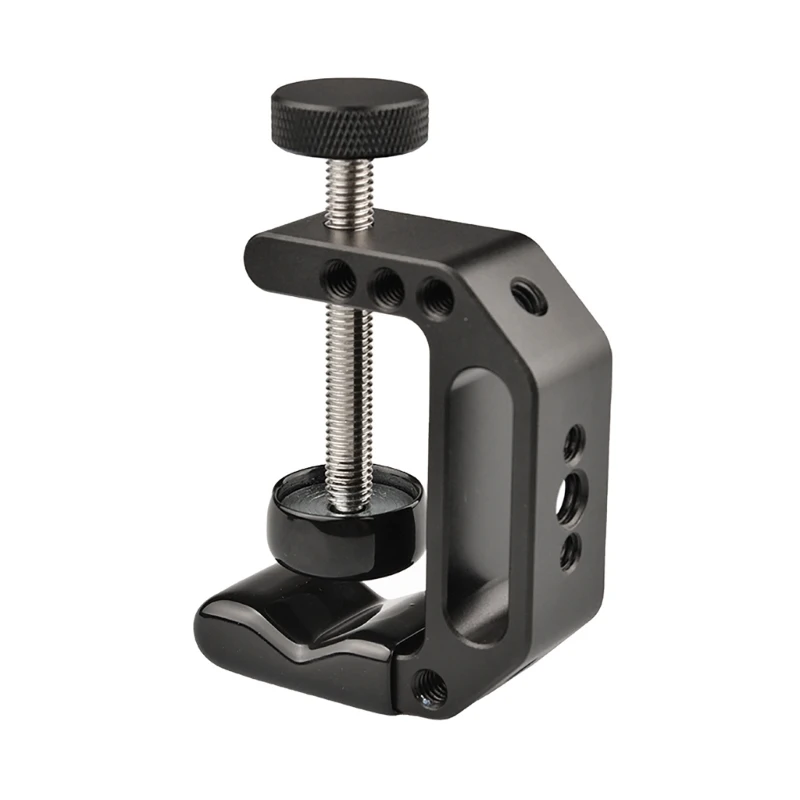 Strong C Clamp with 1/4inch-20 & 3/8inch-16 Thread Hole Metal Desk C Type Clip Aluminum Desktop Mount Holder Rack