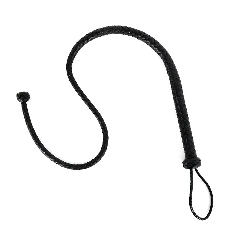 

Black Horse Whip 124CM pu Leather Horse Riding Whip Spherical Tail End with Wrist Strap