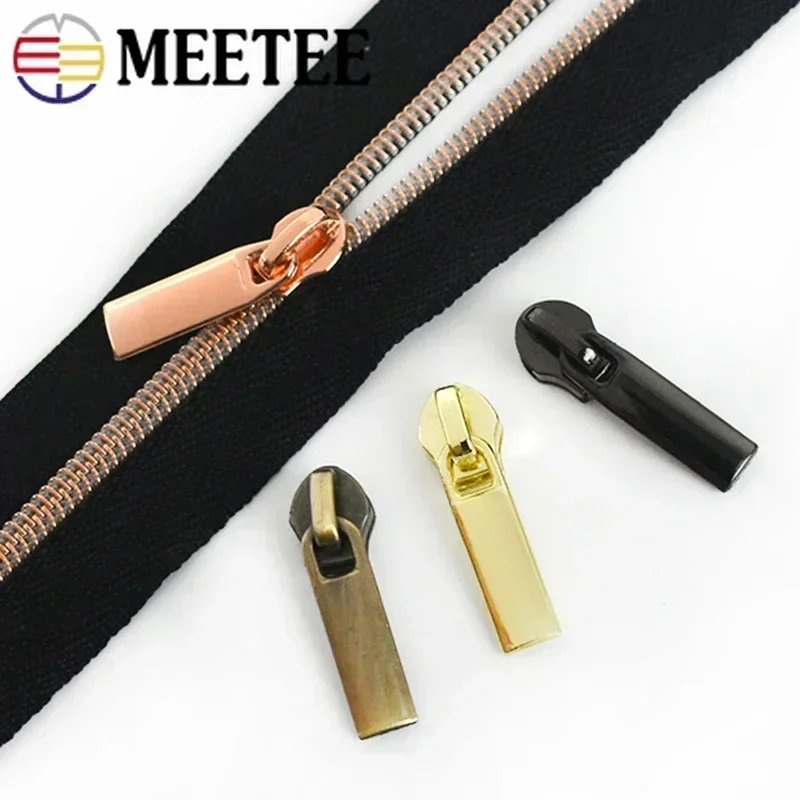 50/100Pcs Meetee Zipper Sliders for 3# 5# Nylon Zippers Puller Jacket Closure Zips Cursor Pocket Zip Lock Head Ziper Repair Kits