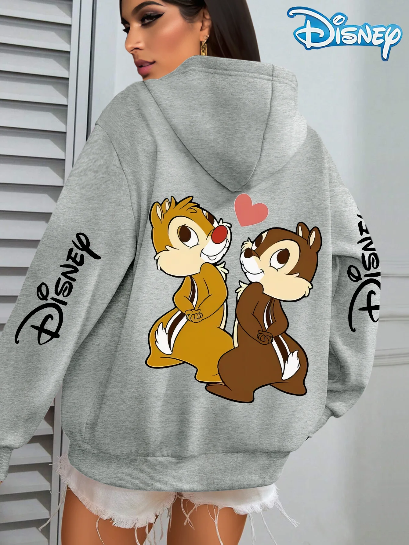 

Женская толстовка с капюшоном Disney с рисунком Чипа и Дейла — унисекс, осенне-зимняя флисовая толстовка с капюшоном для повседневного использования на открытом воздухе, для любого случая