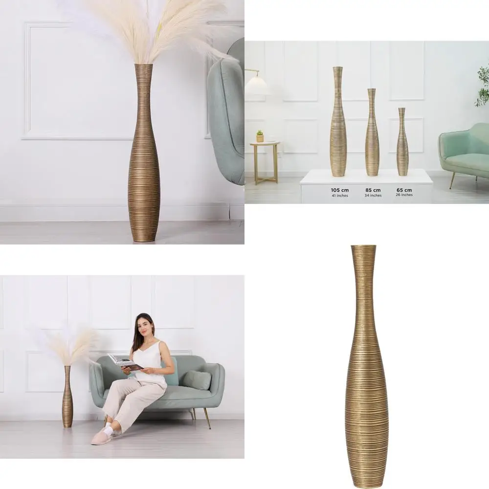 

Resin Tall Gold Floor Vase for Living Room Decoration, 26 Inches, Elegant Decorative Accent