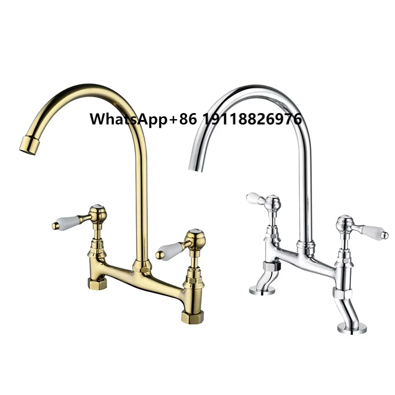 

8-дюймовый кухонный боковой распылитель с 3 ручками, неокированные латунные смесители