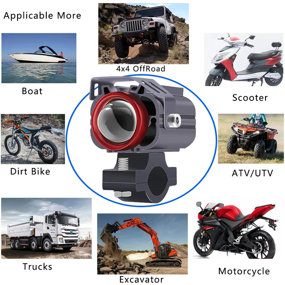 Auxiliary Headlight For Motorcycle LED Light Bulbs Additional Moto Spotlight Long Range External Pitbike Driving Lamp Fog Lights - view 3