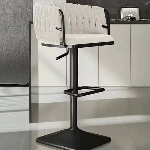 Luxurious Home Bar Counter Stools with Backrest Synthetic Leather Metal Bar Chairs for Kitchen and Exterior Use