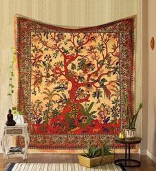 The art box tapestry green tree of life wall hanging psychedelic tapestry Indian cotton double bed cloth picnic sheet wall