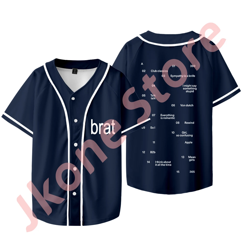 Chaqueta de béisbol Charli XCX Brat para hombre y mujer, camiseta informal de manga corta con logotipo de la gira, moda de verano