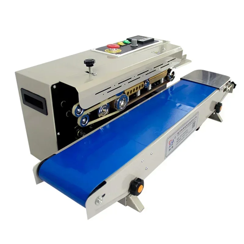 Auto Continuous Film Sealing Machine Plastic Bag Package Band Sealer Horizontal PVC Membrane Bag Heating Packer.