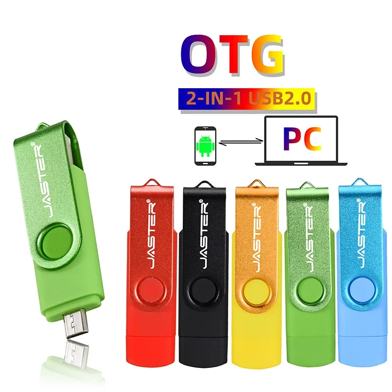 USB 2.0 Flash Drive OTG Pen Drive 2 IN 1 Memory Stick Rotatable Pen Drive Key Chain USB Stick Metal Pendrive Colorful U Disk 128