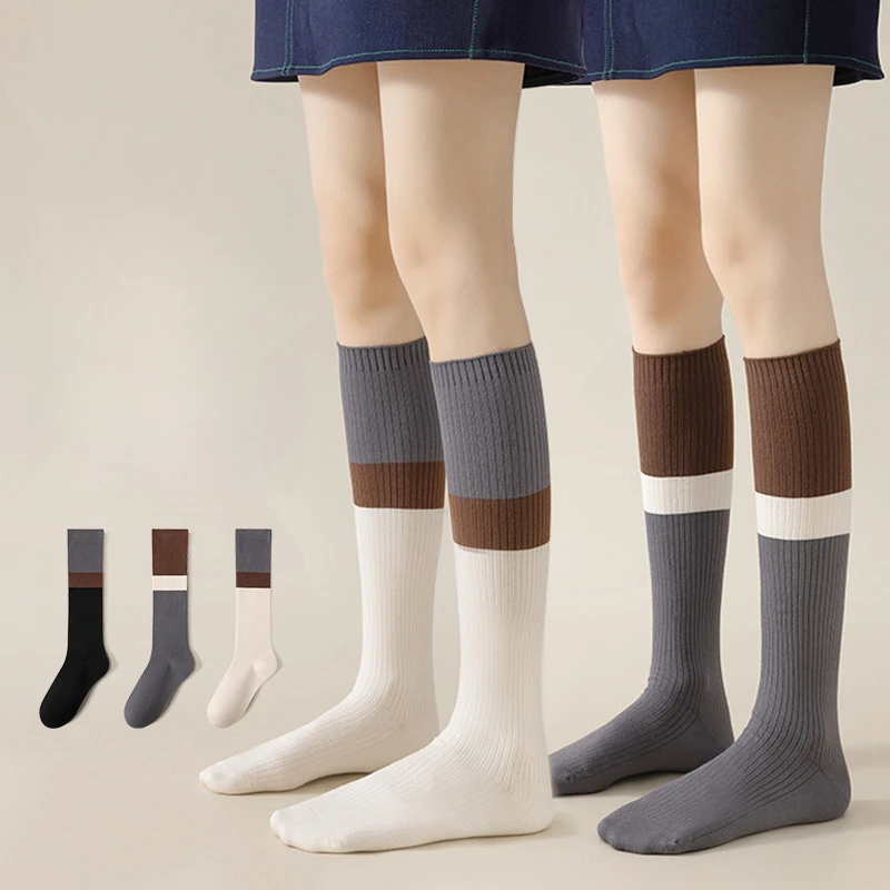 

Stockings Women Knitted Cotton Color Matching Knee Socks Women Stockings JK Japanese Style School Girls Long Socks Stockings Sox