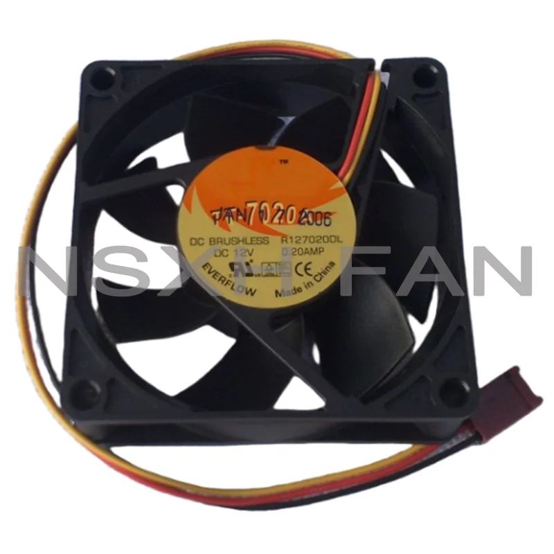 3PIN Ball Bearing Cooling Fan, controle de temperatura, PWM, 7cm, 12V, 0.40A, TT-7020A, Novo