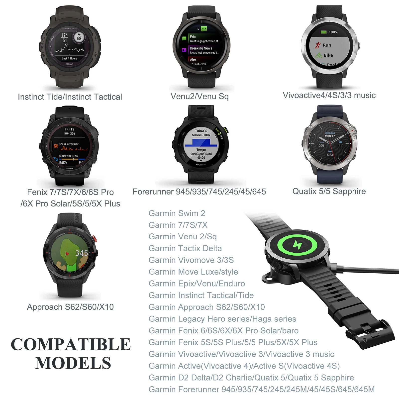 2 في 1 نوع C/مايكرو USB ساعة محول الشحن ل Garmin Fenix 7 7S 7X 6 6S 5 5X Venu2/Sq Vivoactive 3 4 شاحن حوض محول