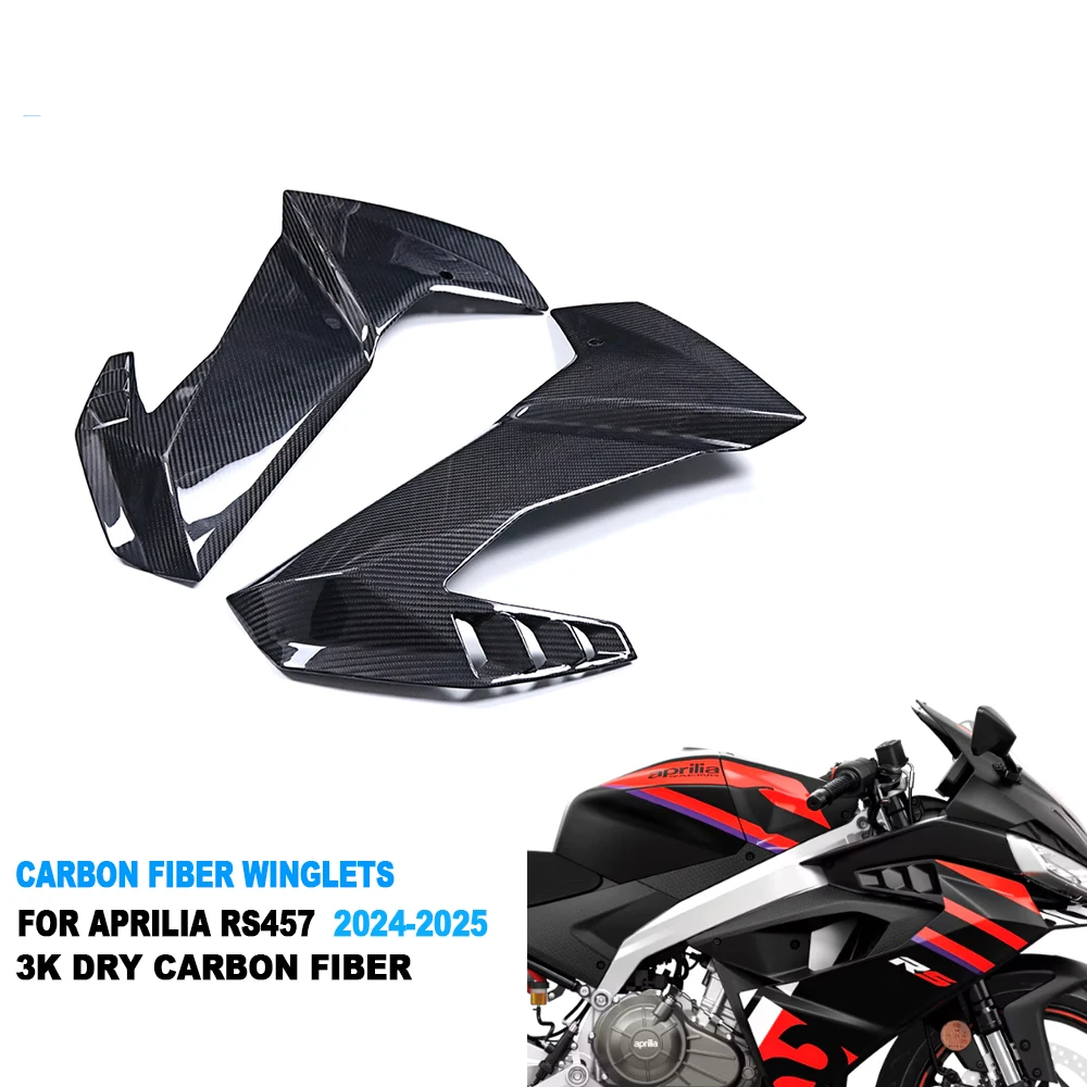 100% 3K Twill Glossy Dry Carbon Fiber Aerodynamic Wing Kit Spoiler Winglets for Aprilia RS457 2023 2024 2025