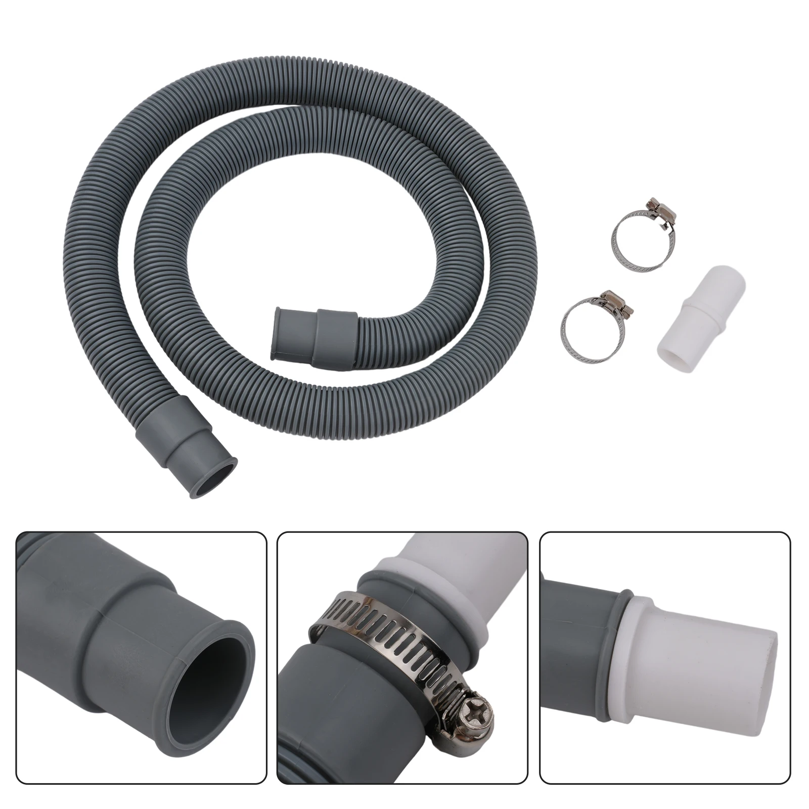 White Connector Drain Pipe Easy To Install For Washing Machine Drain Waste Hose For Dishwasher 1PCS High-quality