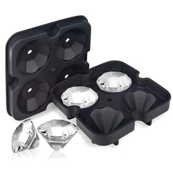 Reusable Diamond Ice Cube Mold Silicone Whiskey Ice Cube Tray for Chilling Cocktails Stackable Flexible Safe with Free Funnel