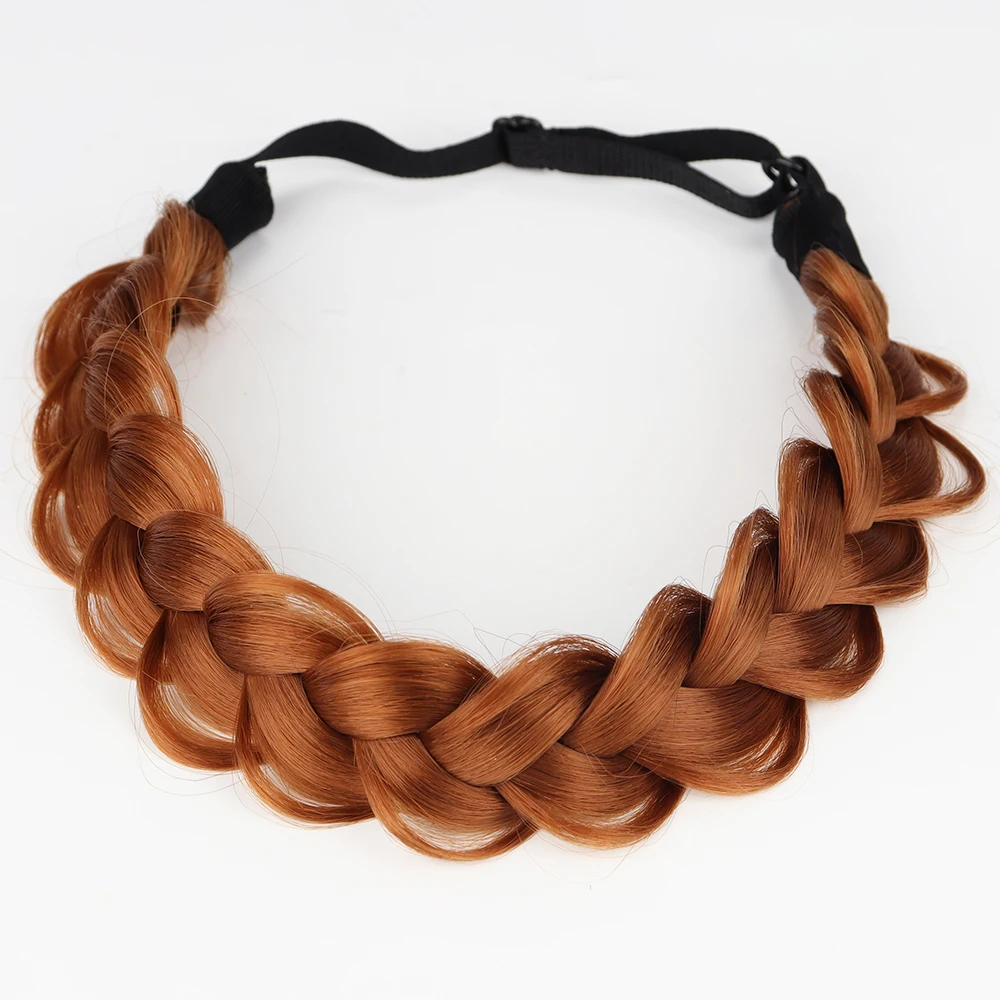 Braided Headband Hairpiece Synthetic High Heat Resistant Material Daily Wear Accessory Adjustable Size With Elastic Band