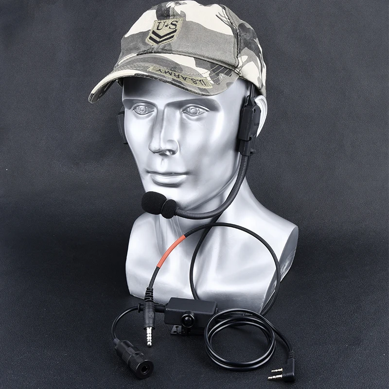 Tactical Wadsn MH180-V Headphone Bone Conduction Signal Headset Outdoor Airsoft Hunting Earphone Accessories 7.0Plug Kenwood PPT