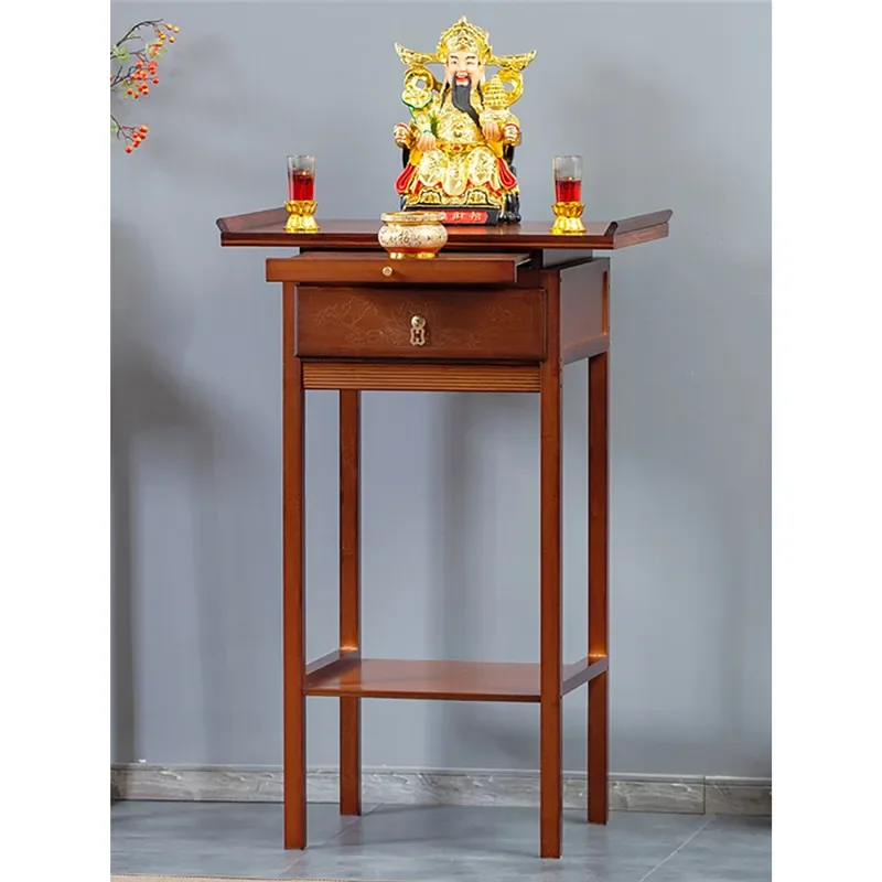 Small Guan Gong Bodhisattva Offering Table Incense Stand Economical Shrine Buddhist Altar Household Buddha Table for Home