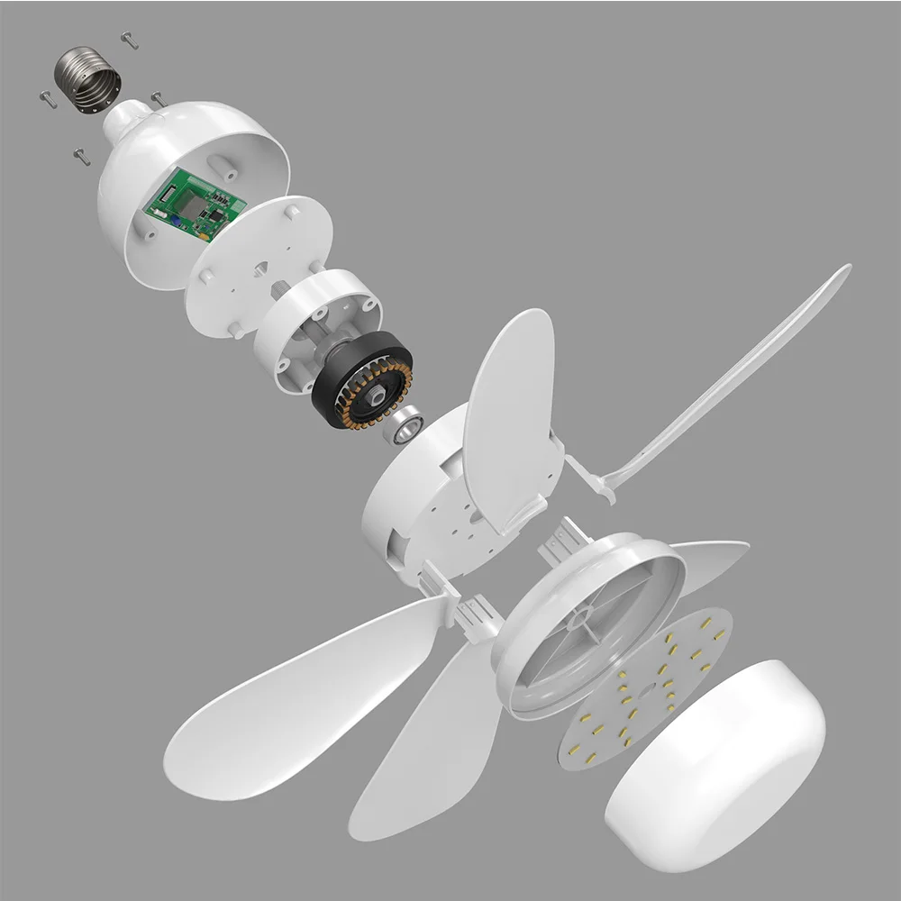 E27 Socket Ceiling Fan Lamp Detachable 5 Blades 3 Speed Adjustable Timing Remote Led Bulb Fan For Living Room Kitchen Study