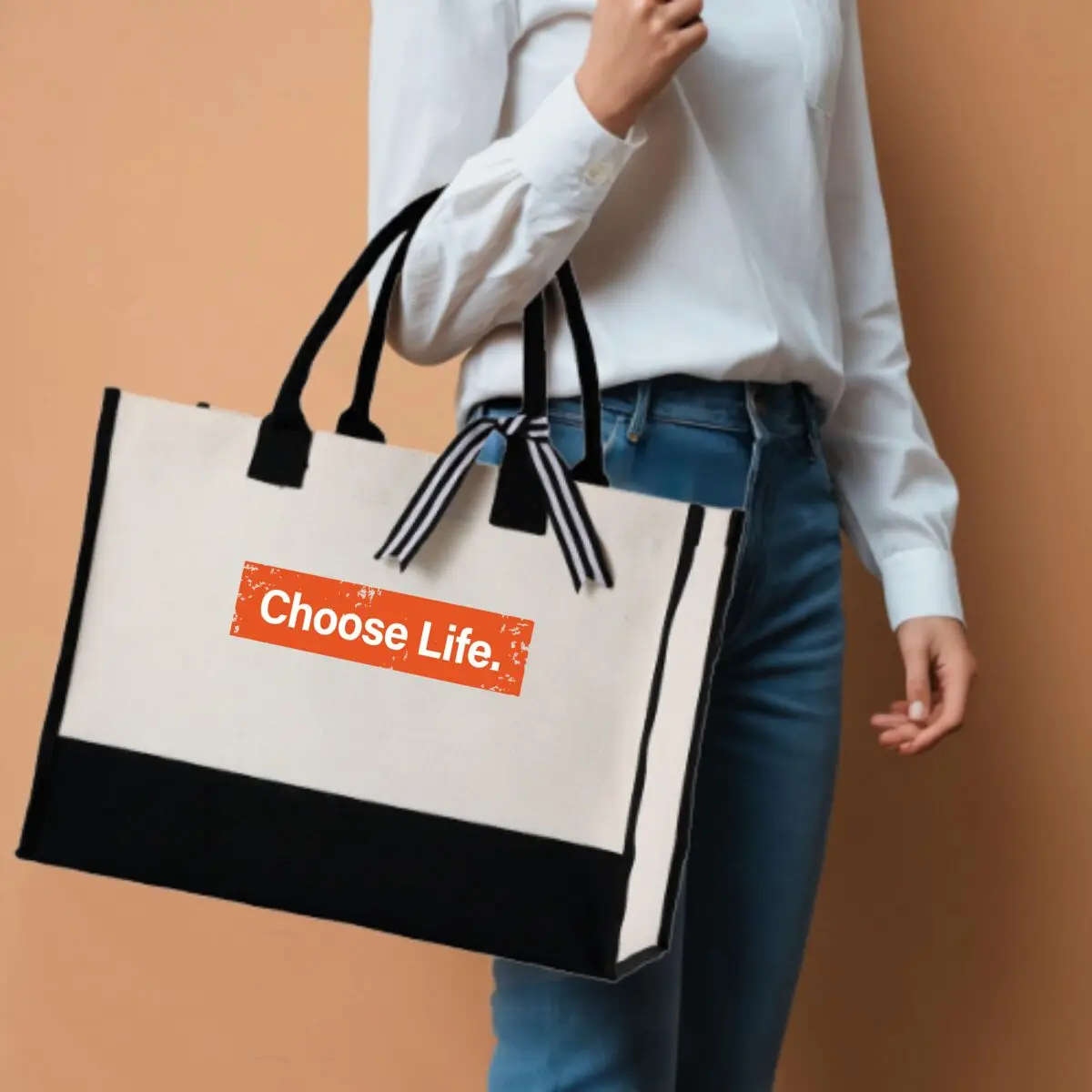 Life Choice Durable Patchwork Canvas Tote for Daily Commute